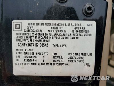 Zdjęcie 13 z 13 samochodu: 2001 CHEVROLET SUBURBAN K1500 VIN:3GNFK16T41G108542 - miniatura