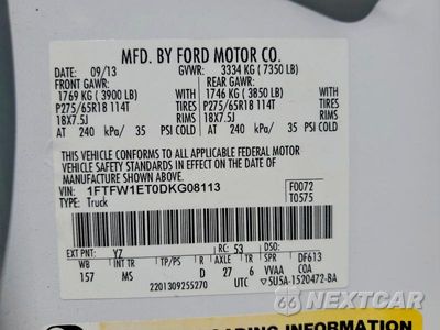 Zdjęcie 12 z 12 samochodu: 2013 FORD F150 SUPERCREW VIN:1FTFW1ET0DKG08113 - miniatura