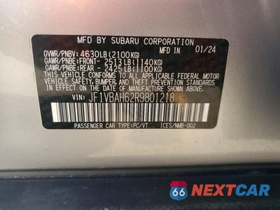 Zdjęcie 12 z 12 samochodu: 2024 SUBARU WRX PREMIUM VIN:JF1VBAH62R9801218 - miniatura