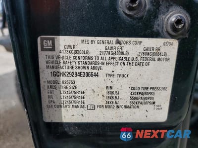 Zdjęcie 12 z 12 samochodu: 2004 CHEVROLET SILVERADO K2500 HEAVY DUTY VIN:1GCHK29284E306644 - miniatura