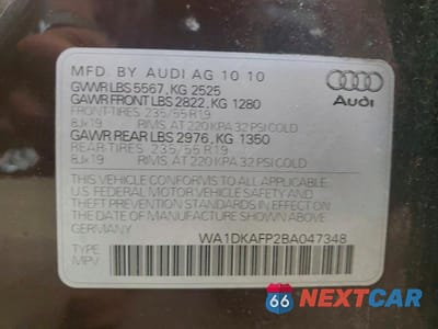Zdjęcie 13 z 13 samochodu: 2011 AUDI Q5 PREMIUM PLUS VIN:WA1DKAFP2BA047348 - miniatura