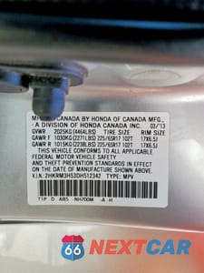 Zdjęcie 13 z 13 samochodu: 2013 HONDA CR-V EX VIN:2HKRM3H53DH512342 - miniatura