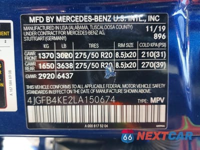 Zdjęcie 14 z 14 samochodu: 2020 MERCEDES-BENZ GLE 350 4MATIC VIN:4JGFB4KE2LA150674 - miniatura