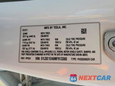 Zdjęcie 12 z 12 samochodu: 2021 TESLA MODEL 3 VIN:5YJ3E1EA6MF913360 - miniatura
