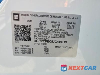Zdjęcie 12 z 12 samochodu: 2018 CHEVROLET SILVERADO C1500 CUSTOM VIN:3GCPCPEC5JG419119 - miniatura