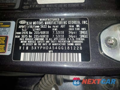 Zdjęcie 13 z 13 samochodu: 2016 KIA SORENTO EX VIN:5XYPHDA54GG181228 - miniatura