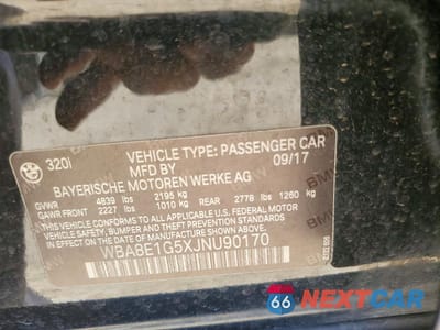 Zdjęcie 13 z 13 samochodu: 2018 BMW 320 I VIN:WBA8E1G5XJNU90170 - miniatura