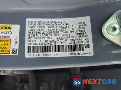 Zdjęcie 12 z 12 samochodu: 2023 HONDA CIVIC SPORT VIN:2HGFE2F53PH527497 - miniatura