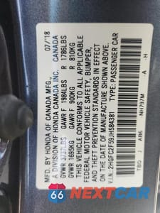 Zdjęcie 13 z 13 samochodu: 2018 HONDA CIVIC LX VIN:2HGFC2F59JH584381 - miniatura