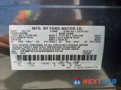 Zdjęcie 13 z 13 samochodu: 2019 FORD EDGE 4D SE VIN:2FMPK3G9XKBB57014 - miniatura