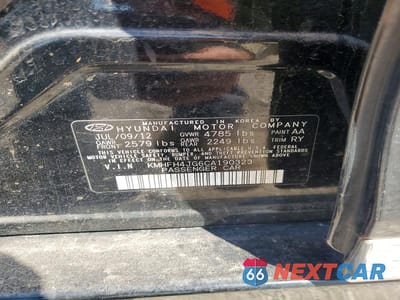 Zdjęcie 12 z 12 samochodu: 2012 HYUNDAI AZERA BASE VIN:KMHFH4JG6CA190323 - miniatura
