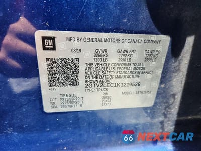 Zdjęcie 12 z 12 samochodu: 2019 GMC SIERRA LIMITED K1500 VIN:2GTV2LEC1K1219528 - miniatura