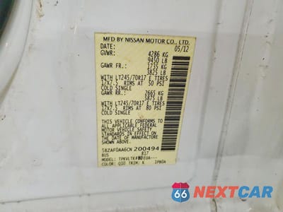 Zdjęcie 13 z 13 samochodu: 2012 NISSAN NV 3500 HD S VIN:5BZAF0AA6CN200494 - miniatura