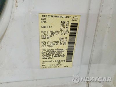 Zdjęcie 13 z 13 samochodu: 2012 NISSAN NV 3500 HD S VIN:5BZAF0AA6CN200494 - miniatura