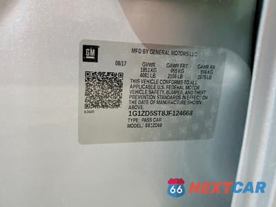 Zdjęcie 12 z 12 samochodu: 2018 CHEVROLET MALIBU LT VIN:1G1ZD5ST8JF124668 - miniatura