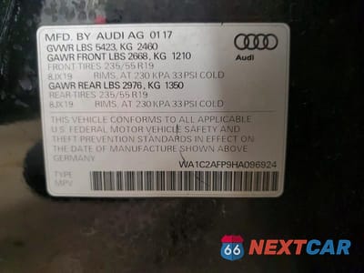Zdjęcie 13 z 13 samochodu: 2017 AUDI Q5 PREMIUM VIN:WA1C2AFP9HA096924 - miniatura