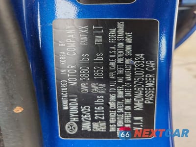 Zdjęcie 13 z 13 samochodu: 2005 HYUNDAI ELANTRA GLS VIN:KMHDN46D75U073334 - miniatura
