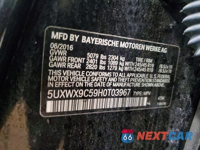 Zdjęcie 13 z 13 samochodu: 2017 BMW X3 XDRIVE28I VIN:5UXWX9C59H0T03967 - miniatura