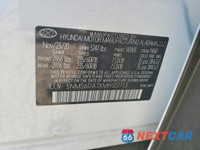 Zdjęcie 13 z 13 samochodu: 2021 HYUNDAI SANTA FE SEL VIN:5NMS6DAJXMH307753 - miniatura
