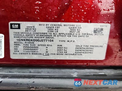 Zdjęcie 13 z 13 samochodu: 2016 CHEVROLET TRAVERSE LT VIN:1GNKRGKD9GJ277104 - miniatura