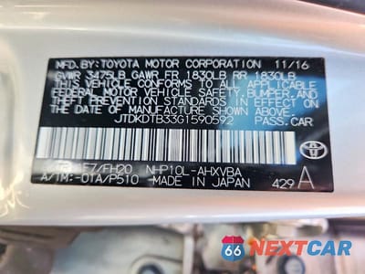 Zdjęcie 12 z 12 samochodu: 2016 TOYOTA PRIUS C ONE VIN:JTDKDTB33G1590592 - miniatura