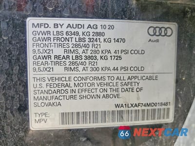 Zdjęcie 13 z 13 samochodu: 2021 AUDI Q7 PREMIUM PLUS VIN:WA1LXAF74MD018481 - miniatura