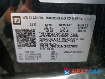 Zdjęcie 12 z 12 samochodu: 2022 CHEVROLET SILVERADO K1500 LT TRAIL BOSS VIN:3GCUDFED1NG527603 - miniatura