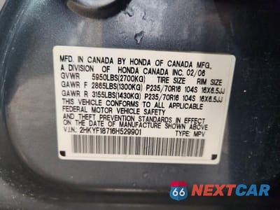 Zdjęcie 12 z 12 samochodu: 2006 HONDA PILOT EX VIN:2HKYF18716H529901 - miniatura