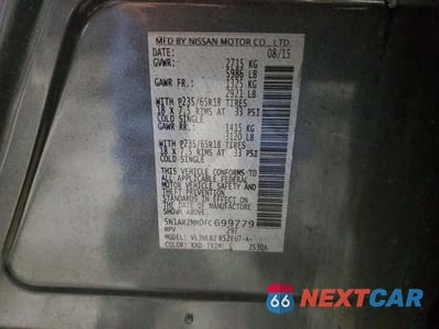 Zdjęcie 13 z 13 samochodu: 2015 NISSAN PATHFINDER S VIN:5N1AR2MM0FC699779 - miniatura
