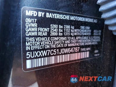 Zdjęcie 13 z 13 samochodu: 2018 BMW X4 XDRIVEM40I VIN:5UXXW7C51J0W64787 - miniatura