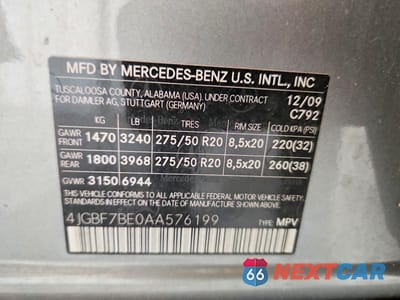 Zdjęcie 14 z 14 samochodu: 2010 MERCEDES-BENZ GL 450 4MATIC VIN:4JGBF7BE0AA576199 - miniatura
