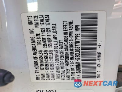 Zdjęcie 13 z 13 samochodu: 2012 HONDA CR-V EXL VIN:5J6RM4H73CL062770 - miniatura