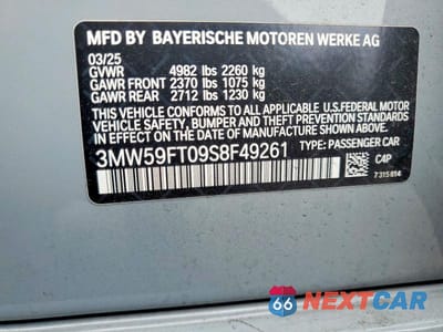 Zdjęcie 12 z 12 samochodu: 2025 BMW M340I VIN:3MW59FT09S8F49261 - miniatura