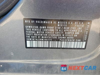 Zdjęcie 13 z 13 samochodu: 2017 VOLKSWAGEN JETTA S VIN:3VW2B7AJ2HM266774 - miniatura