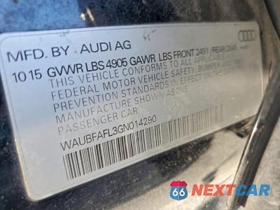 Zdjęcie 12 z 12 samochodu: 2016 AUDI A4 PREMIUM S-LINE VIN:WAUBFAFL3GN014290 - miniatura