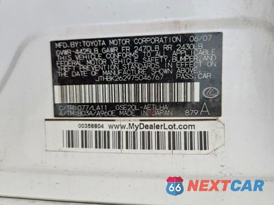 Zdjęcie 12 z 12 samochodu: 2007 LEXUS IS 250 VIN:JTHBK262975046767 - miniatura