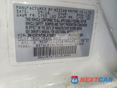 Zdjęcie 12 z 12 samochodu: 2019 NISSAN VERSA SV VIN:3N1CN7AP3KL818821 - miniatura