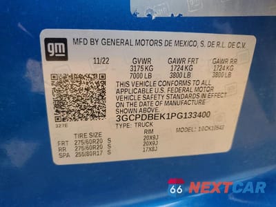 Zdjęcie 13 z 13 samochodu: 2023 CHEVROLET SILVERADO K1500 CUSTOM VIN:3GCPDBEK1PG133400 - miniatura