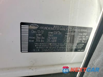 Zdjęcie 14 z 14 samochodu: 2023 HYUNDAI SANTA FE SEL VIN:5NMS2DAJ3PH537831 - miniatura