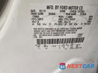 Zdjęcie 13 z 13 samochodu: 2010 FORD EDGE VIN:2FMDK3KC1ABB13018 - miniatura