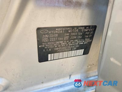 Zdjęcie 12 z 12 samochodu: 2008 HYUNDAI ELANTRA GLS/SE/LIMITED VIN:KMHDU46D78U542381 - miniatura