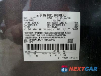 Zdjęcie 13 z 13 samochodu: 2022 FORD EDGE ST VIN:2FMPK4AP1NBA63962 - miniatura