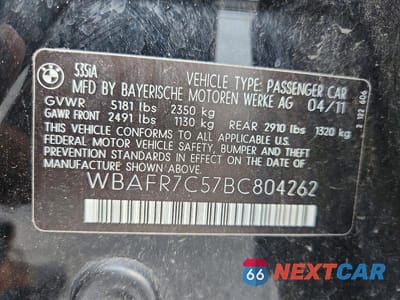 Zdjęcie 12 z 12 samochodu: 2011 BMW 535 I VIN:WBAFR7C57BC804262 - miniatura