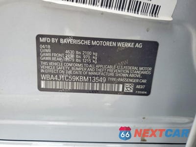 Zdjęcie 12 z 12 samochodu: 2019 BMW 430I GRAN COUPE VIN:WBA4J1C59KBM13549 - miniatura