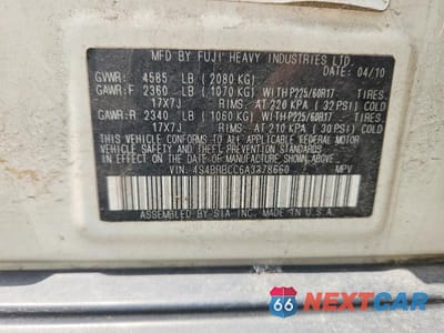 Zdjęcie 13 z 13 samochodu: 2010 SUBARU OUTBACK 2.5I PREMIUM VIN:4S4BRBCC6A3378660 - miniatura