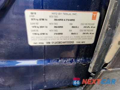 Zdjęcie 12 z 12 samochodu: 2019 TESLA MODEL X VIN:5YJXCBE24KF203263 - miniatura