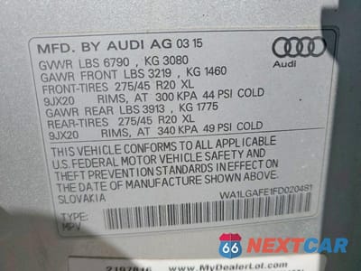 Zdjęcie 13 z 13 samochodu: 2015 AUDI Q7 PREMIUM PLUS VIN:WA1LGAFE1FD020481 - miniatura