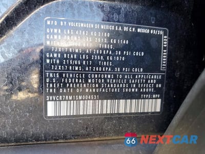 Zdjęcie 13 z 13 samochodu: 2025 VOLKSWAGEN TIGUAN S VIN:3VVCR7RM1SM004531 - miniatura