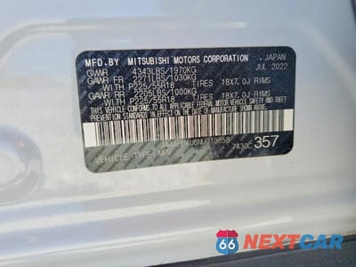 Zdjęcie 12 z 12 samochodu: 2022 MITSUBISHI OUTLANDER SPORT ES VIN:JA4ARUAU6NU019858 - miniatura