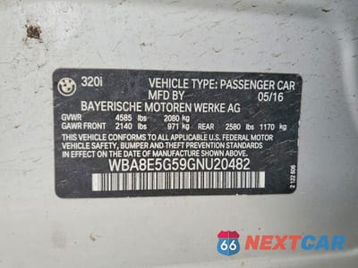 Zdjęcie 12 z 12 samochodu: 2016 BMW 320 XI VIN:WBA8E5G59GNU20482 - miniatura